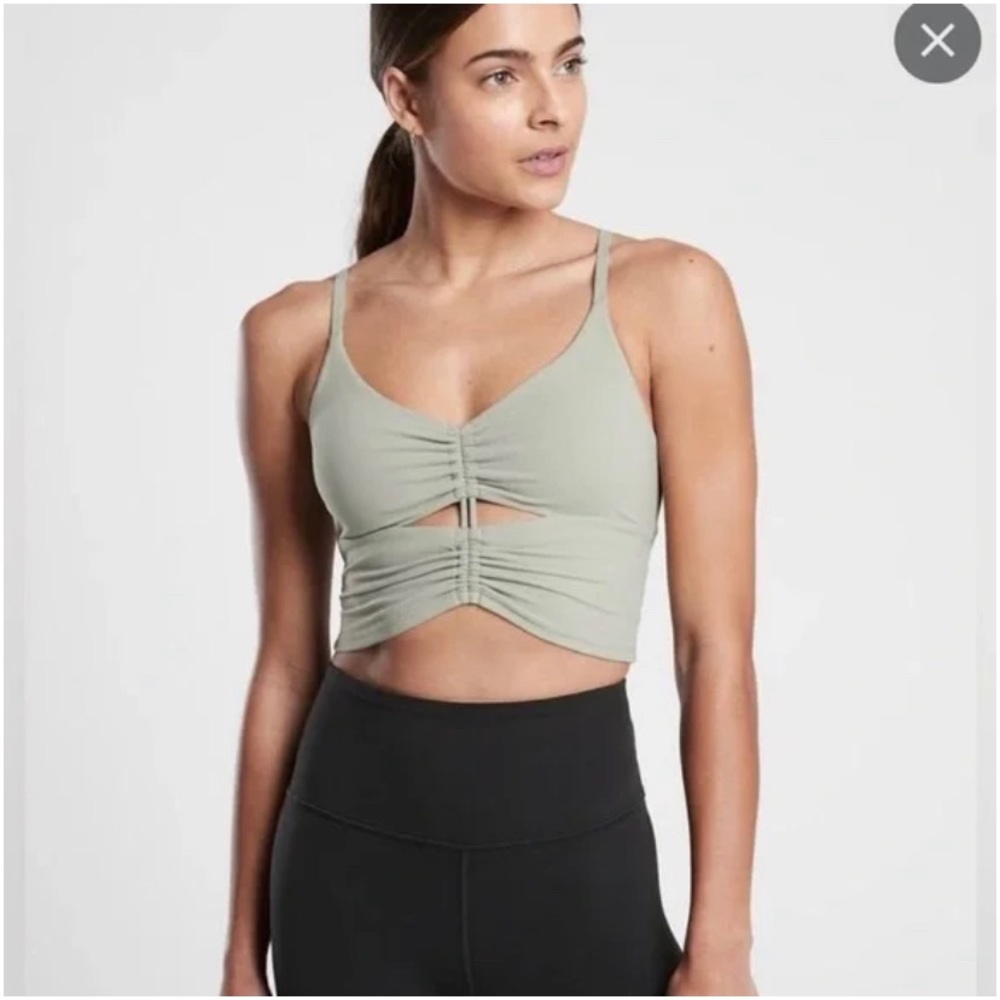 ATHLETA CINCH LONGLINE BRA TANK GREEN